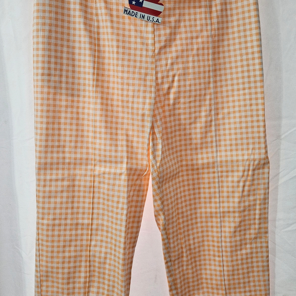 NWT Large Pinup Couture Pinup Girl Clothing Peach Gingham Pants by Laura Byrnes